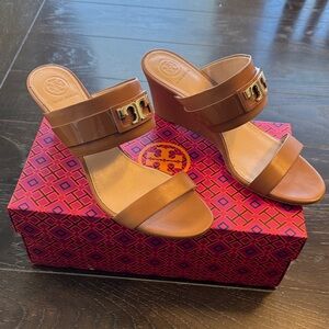 Tory Burch Brown Wedge Sandals